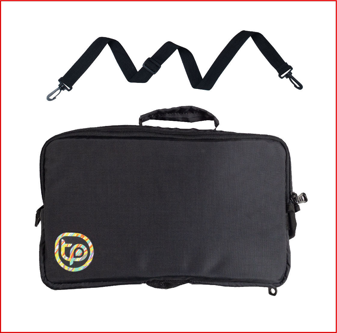 Black rectangular-shaped briefcase with yellow triptych logo