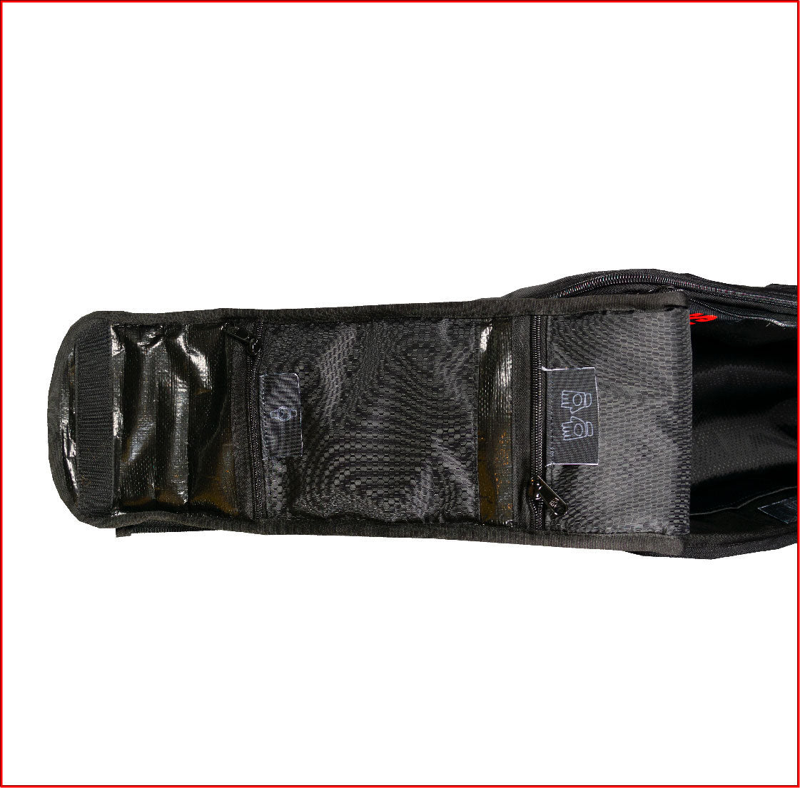 Black rectangular-shaped briefcase with violet