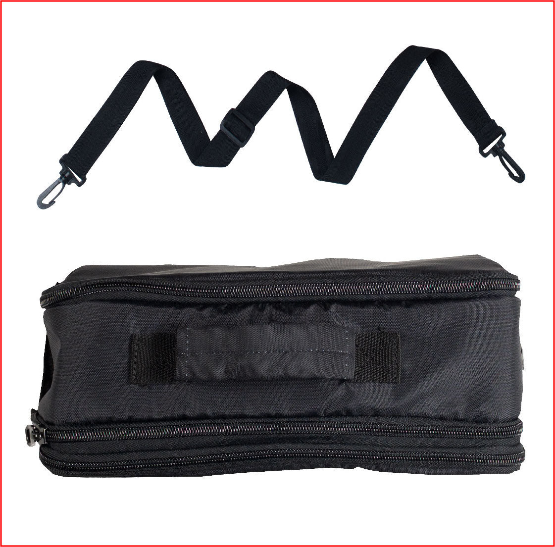 Black rectangular-shaped briefcase with violet