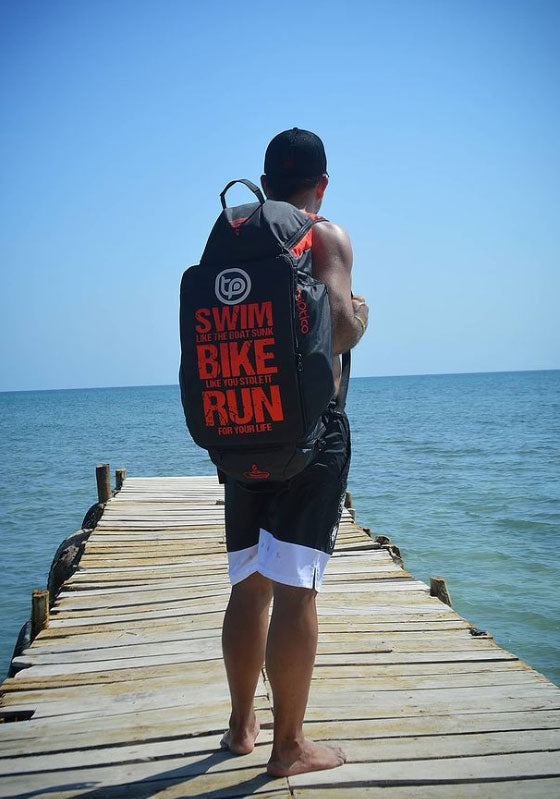 TRAINING BAG SWIN BIKE RUN - NEGRO - NARANJA