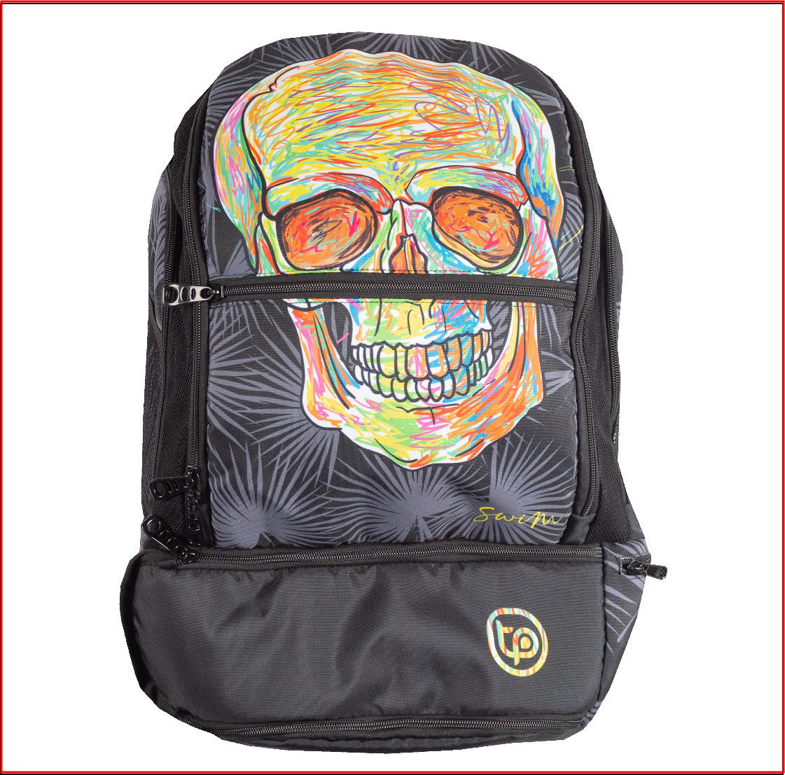 Black briefcase with skull design for athletes who need large space for their respective accessories